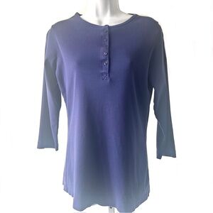 Duluth Trading Womans Henley Sz S Y2K Cotton Knit Top 3/4 Sleeve Preppy